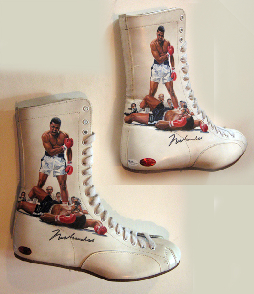 Muhammad Ali painted boxing shoes | Jolene Jessie Sport Artist